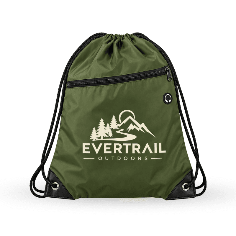 Drawstring Backpack w/ Front Zip Pocket