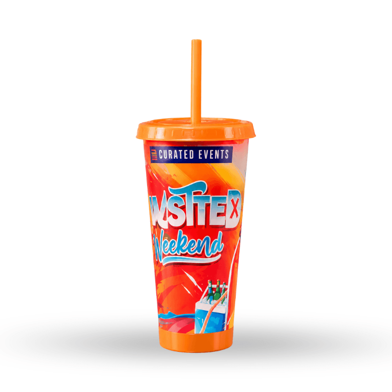 24oz Tapered Plastic Tumbler With Lid & Straw