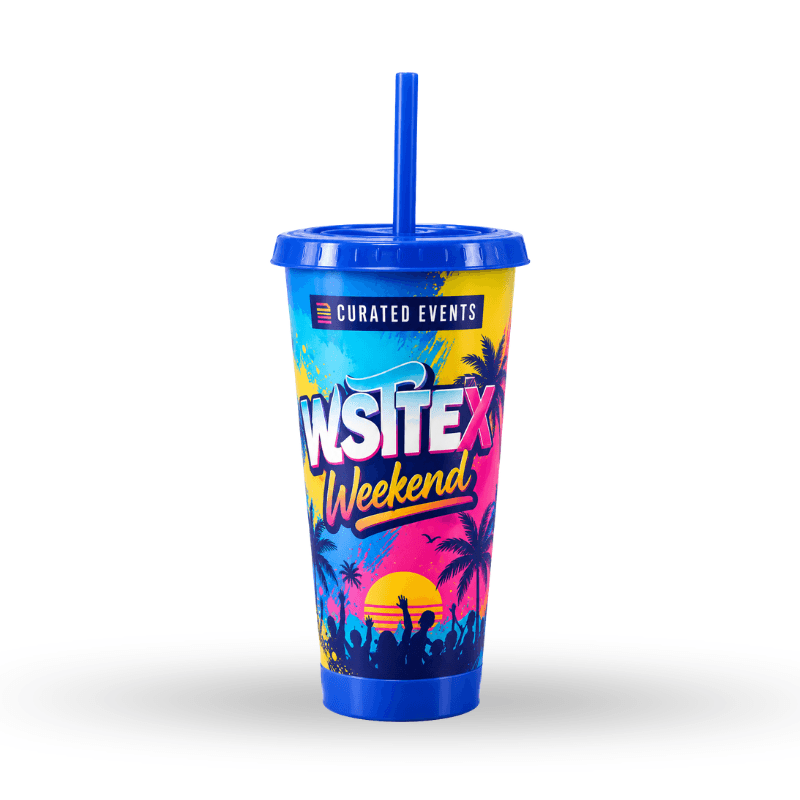 24oz Tapered Plastic Tumbler With Lid & Straw