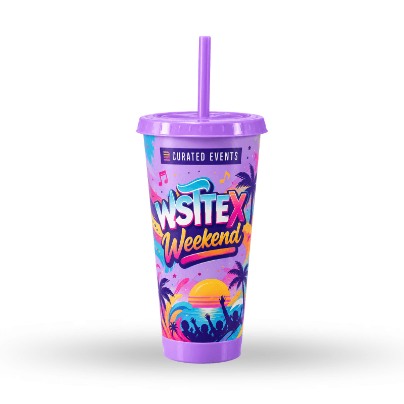 24oz Tapered Plastic Tumbler With Lid & Straw