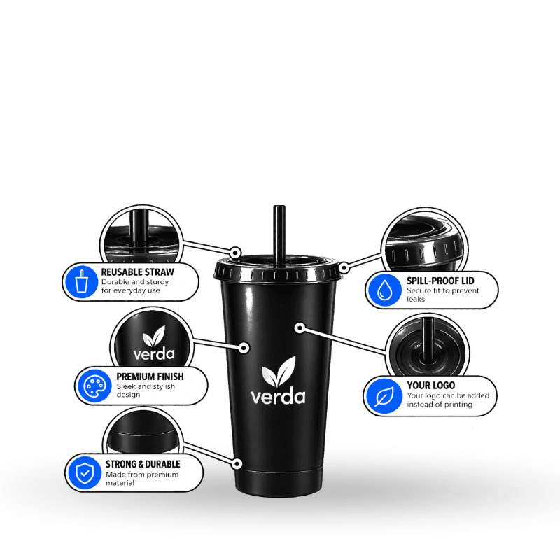 24oz Tapered Plastic Tumbler With Lid & Straw